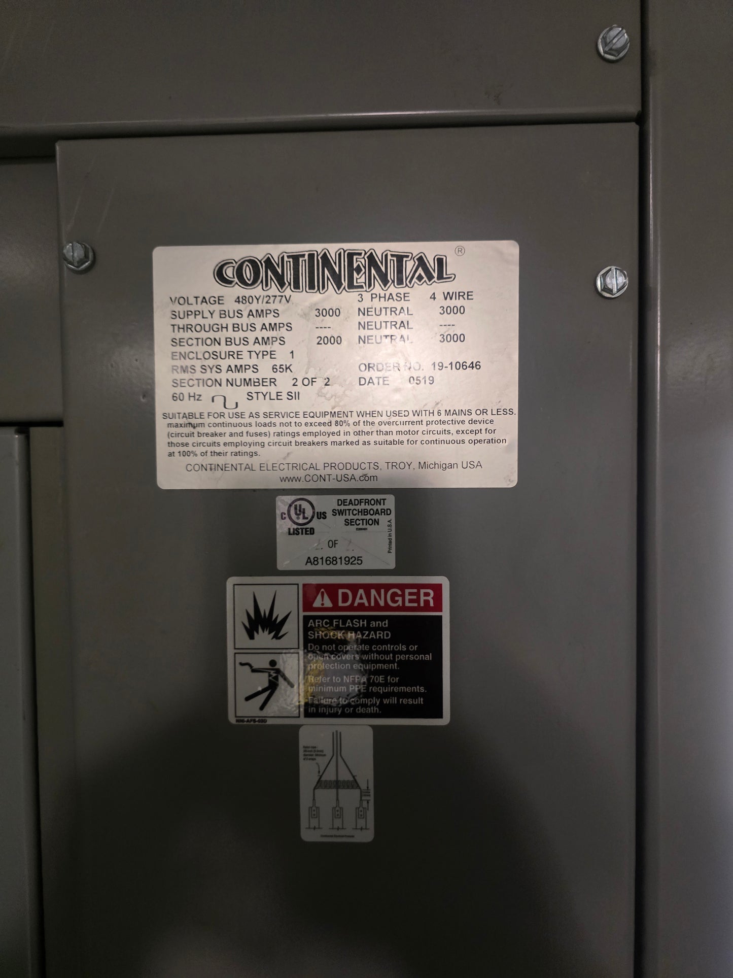 Siemens HCP366H 600A 600V 3 Pole Fusible Switch Panelboard Switchboard Unit