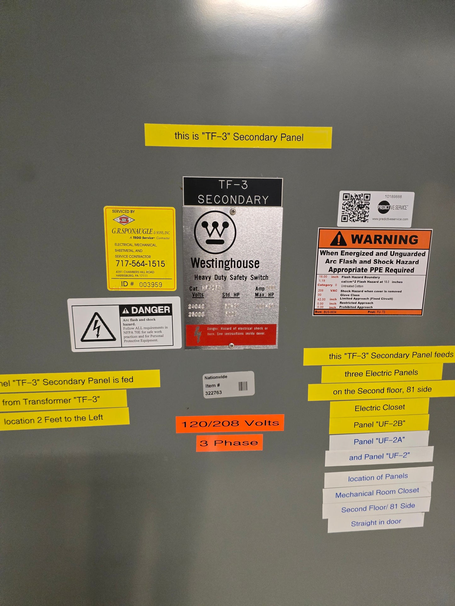 Westinghouse 400 Amp Heavy Duty Safety Switch 240V 3 Phase Fusible Disconnect