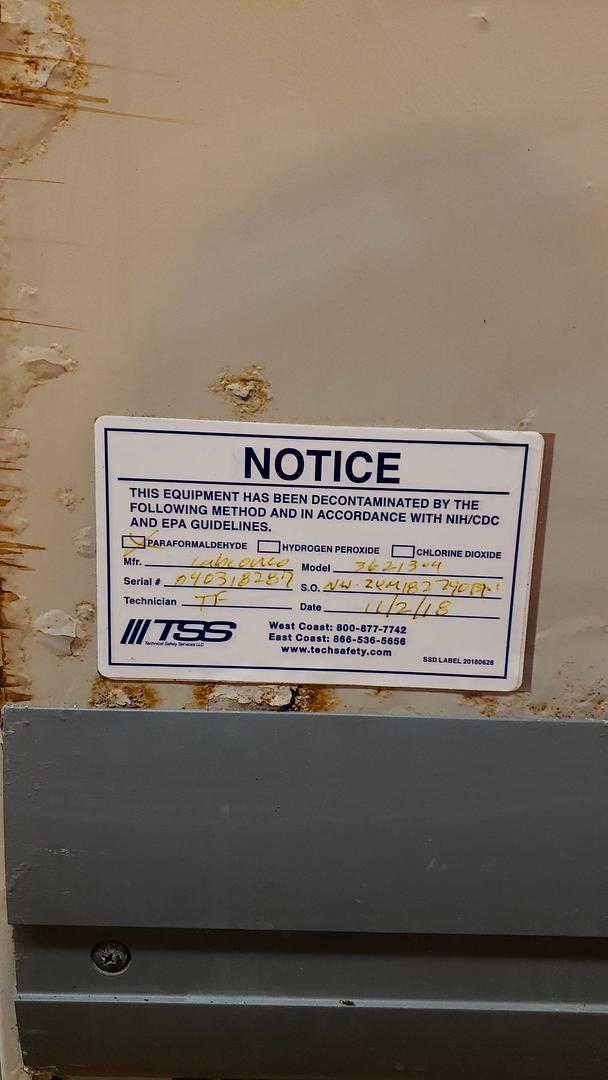 *Pickup Only* 6' LABCONCO Biosafety Cabinet AS IS(S6LLST10839)