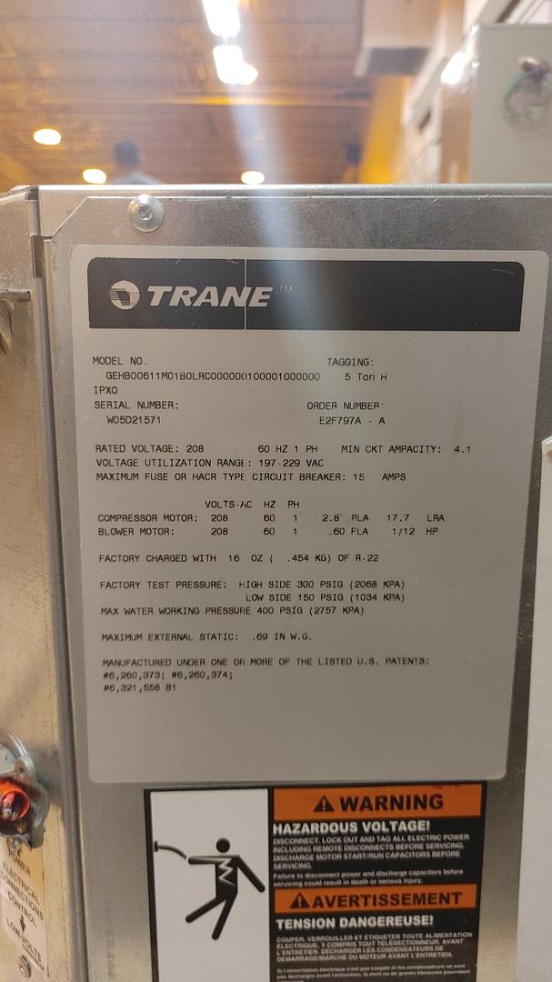 Trane 5 Ton 0 Footprint Ceiling Mount AC(S6LLST12812)