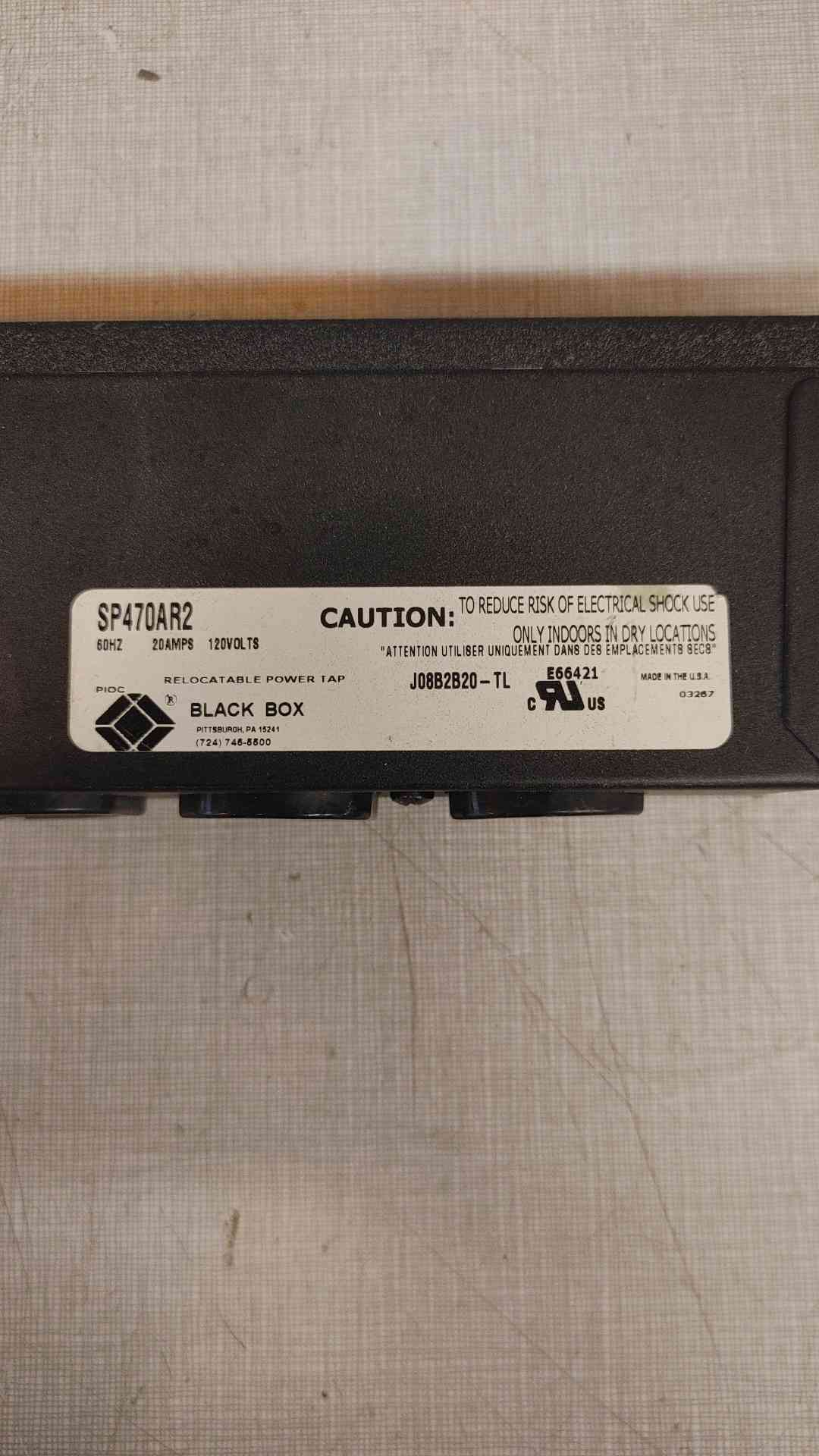 *Pickup Only* Black Box PDU Strip 20A 120V SP470AR2 (SKU:3648AA)(3648AA)