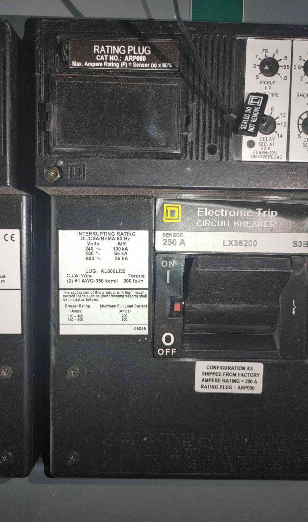 Square D LX36200 250A Circuit Breaker