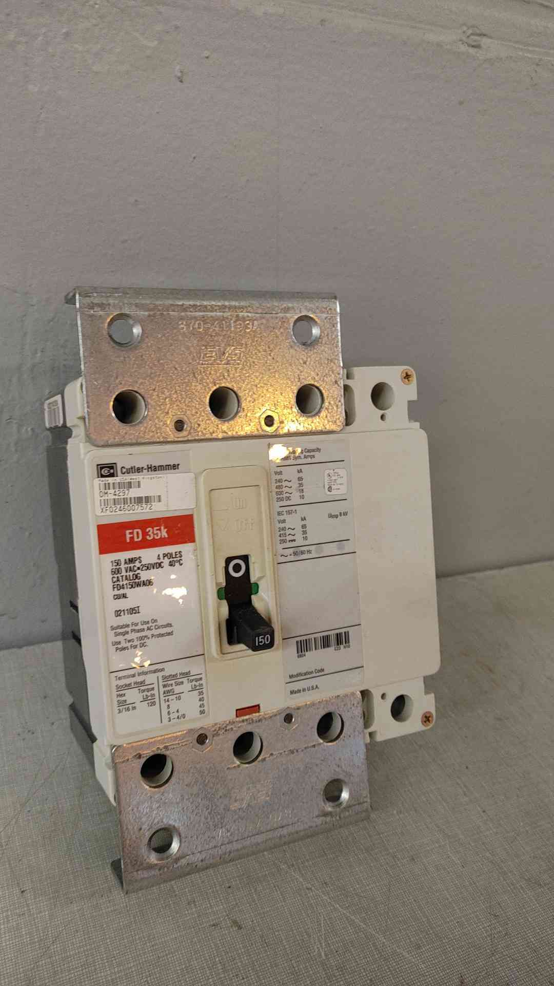 *Pickup Only* Cutler-Hammer 150A 4 Pole Circuit Breaker 600VAC 250VDC FD4150WA06(104742)