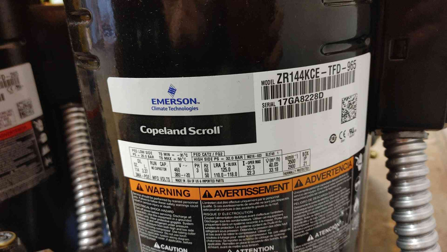 Copeland Scroll Compressor 460V 3PH ZR144KCE-TFD-965(104828)