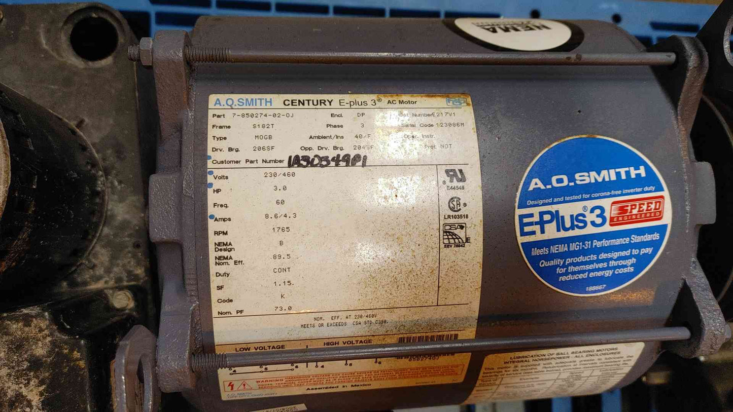 A.O. Smith Century E-plus 3HP AC Motor 230/460V 3PH E217V1(104842)