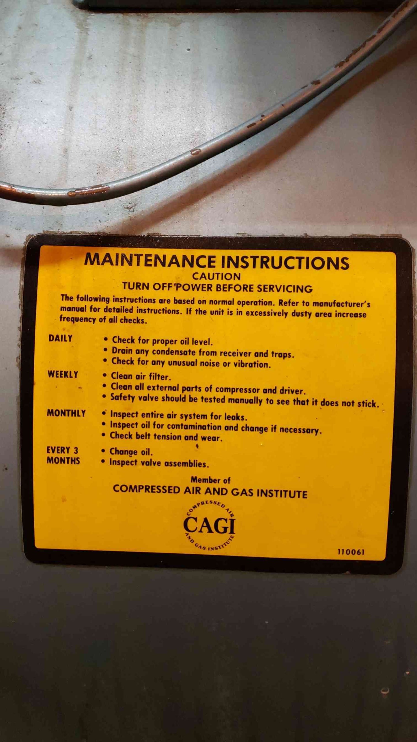 Compressed Air & Gas Institute Large Air Compressor 200 PSI(104853)