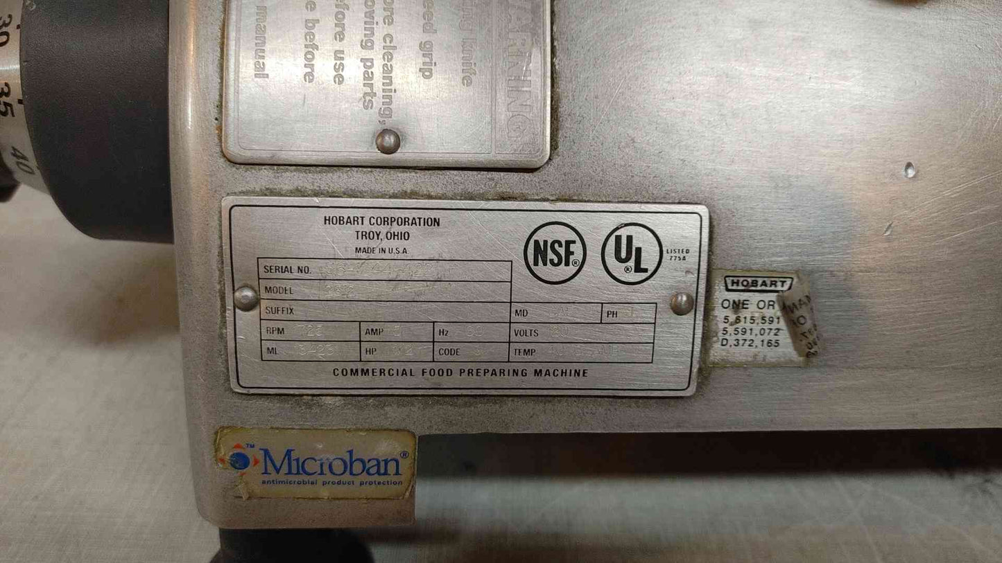 Hobart Commercial Food Preparing Machine 5A 120V 1PH 2612 Slicer