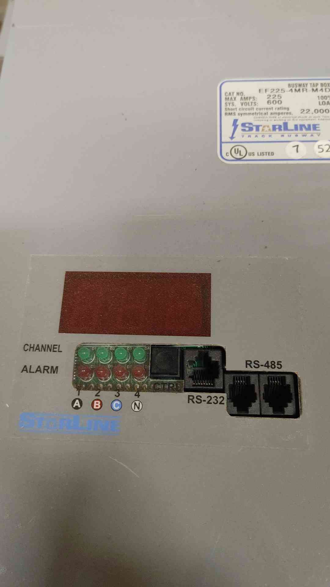 Starline 225A Busway End Tap Box EF225-4MR-M4DR225/4 with Meters RIGHT