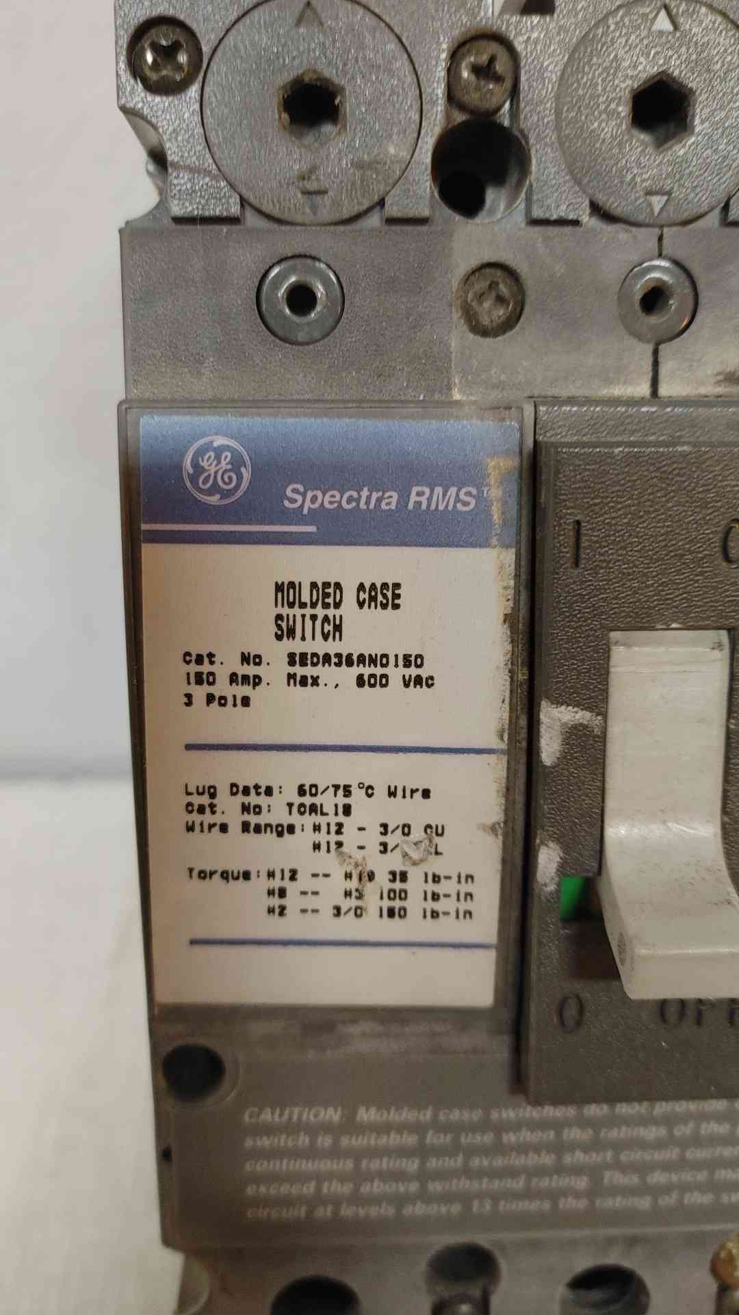 *Pickup Only* General Electric Spectra RMS 150A 3 Pole Circuit Breaker 600VAC SEDA36AND150
