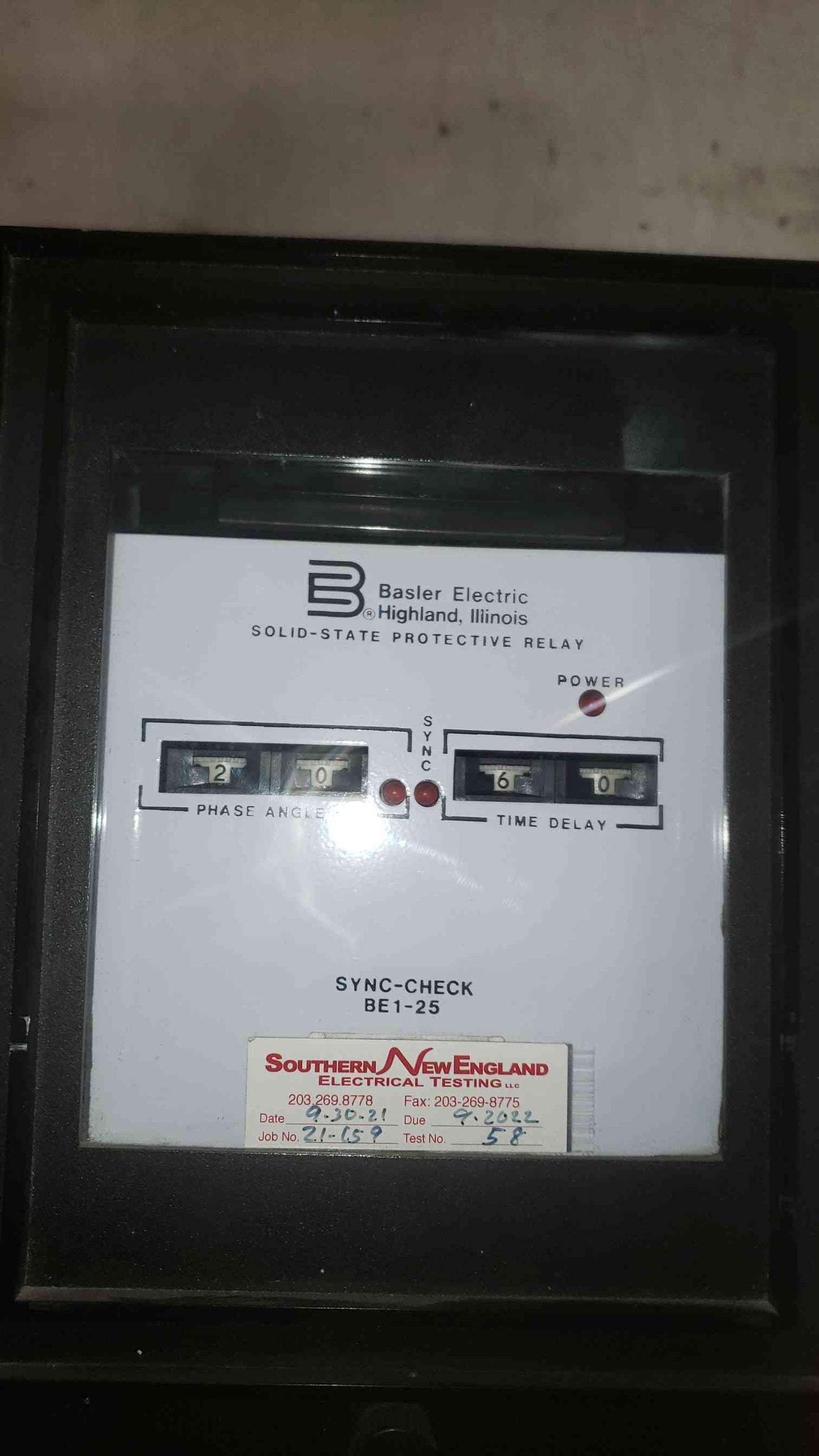 Basler Electric Solid-State Protective Relay SYNC-CHECK BE1-25 (SKU: 108253)