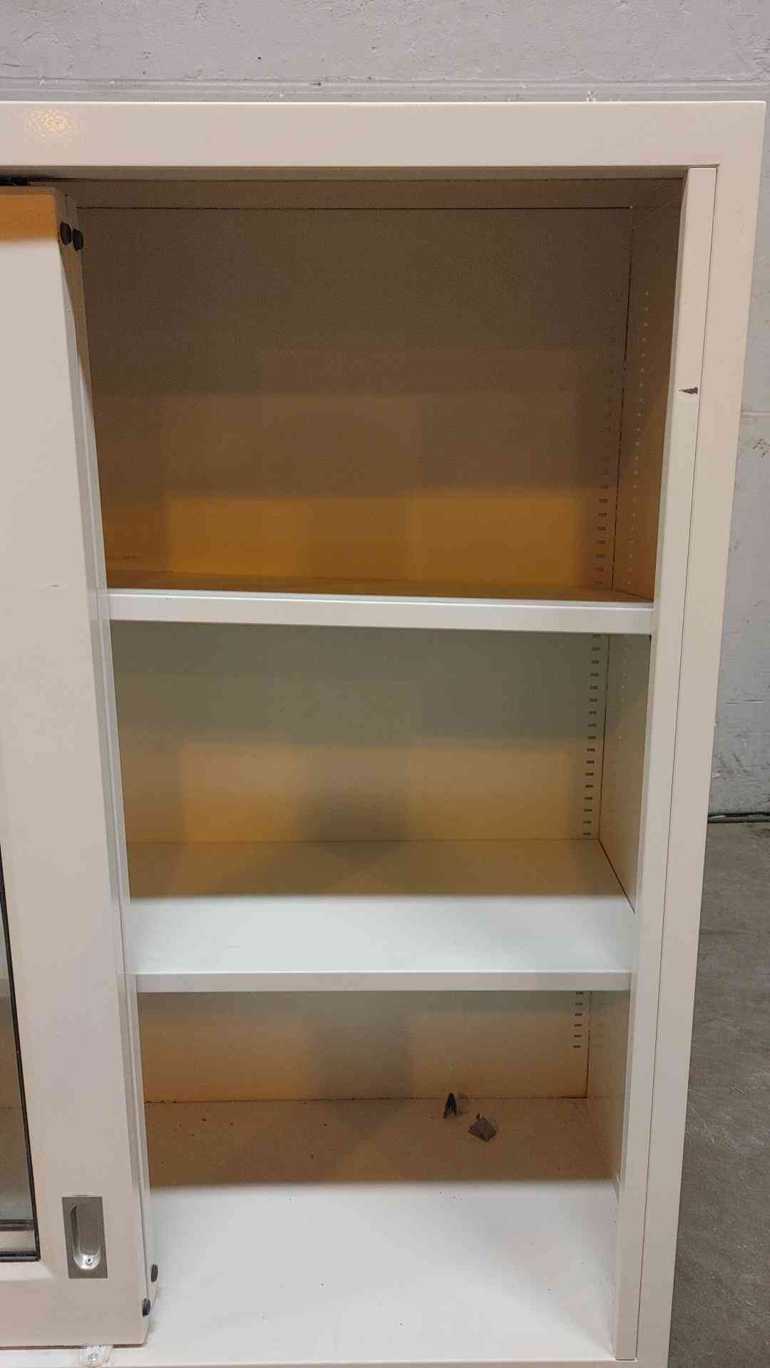 3' Dual Glass Sliding Door White Overhead Casework (108358)