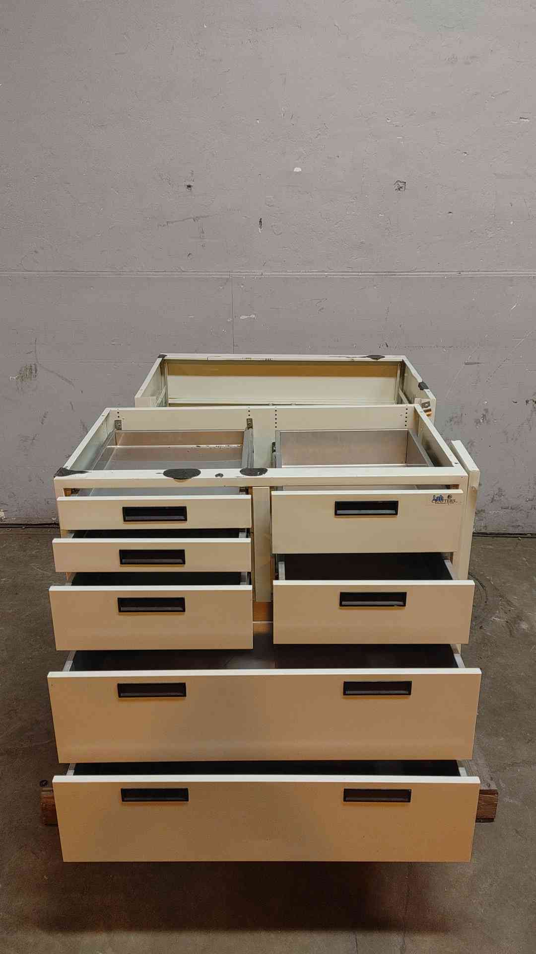 3' Lab Crafters All Drawers White Metal Lab Casework Standing Height (108361)