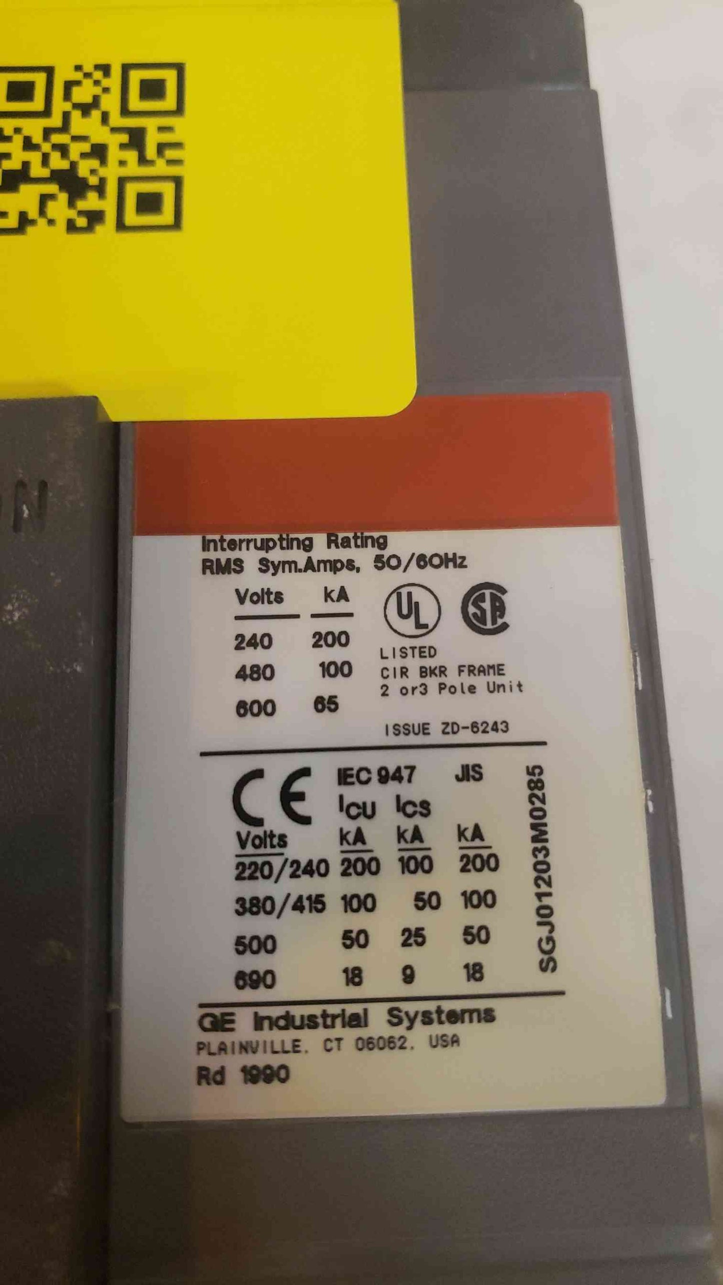 General Electric Spectra Series 400A 600VAC 3 Pole Breaker SGPP36BD0400 (SKU: 108401)