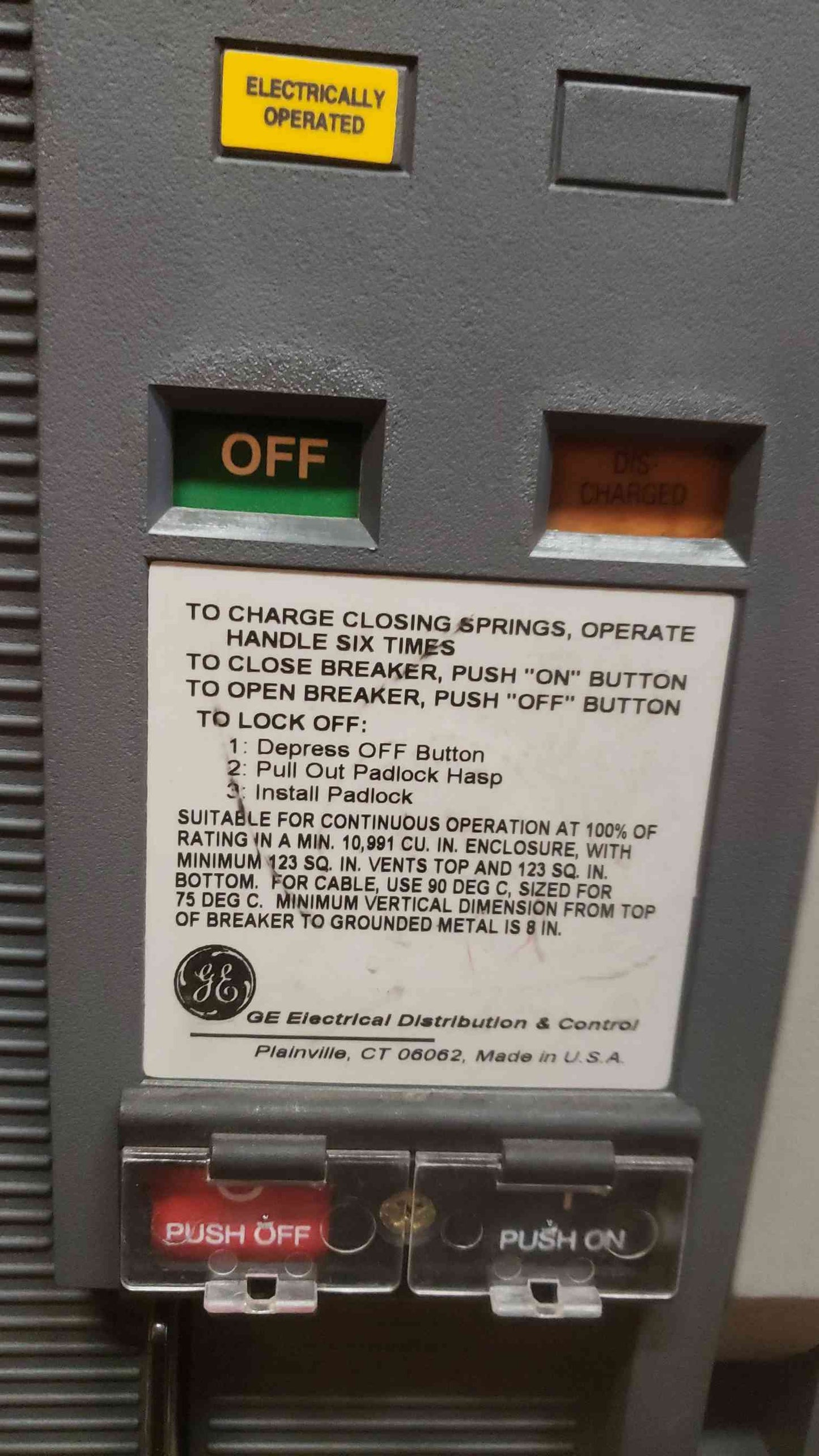 General Electric Hi-Break Circuit Breaker SHD30B330 3000 Amp 3 Pole Spare (108583)