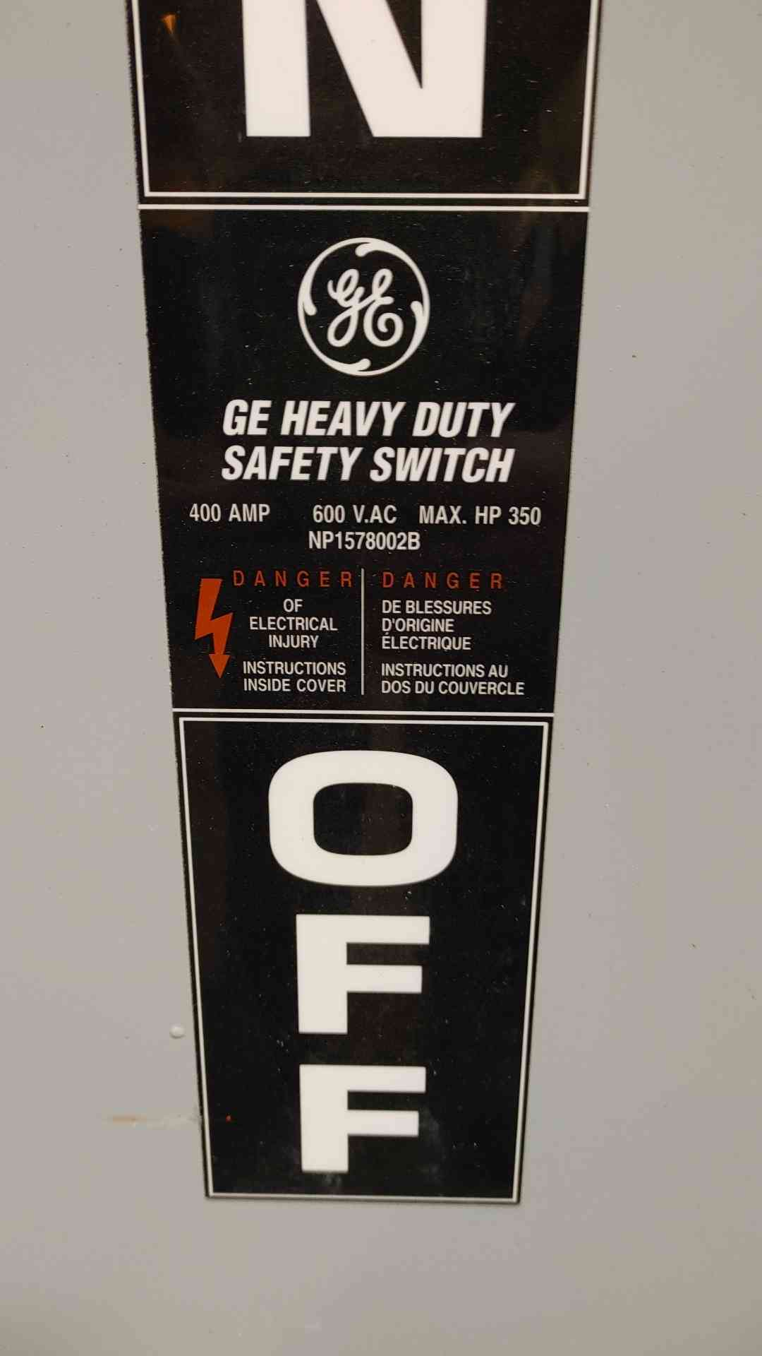 GE Safety Switch 400 Amp 600 VAC NP1578002B (108944)