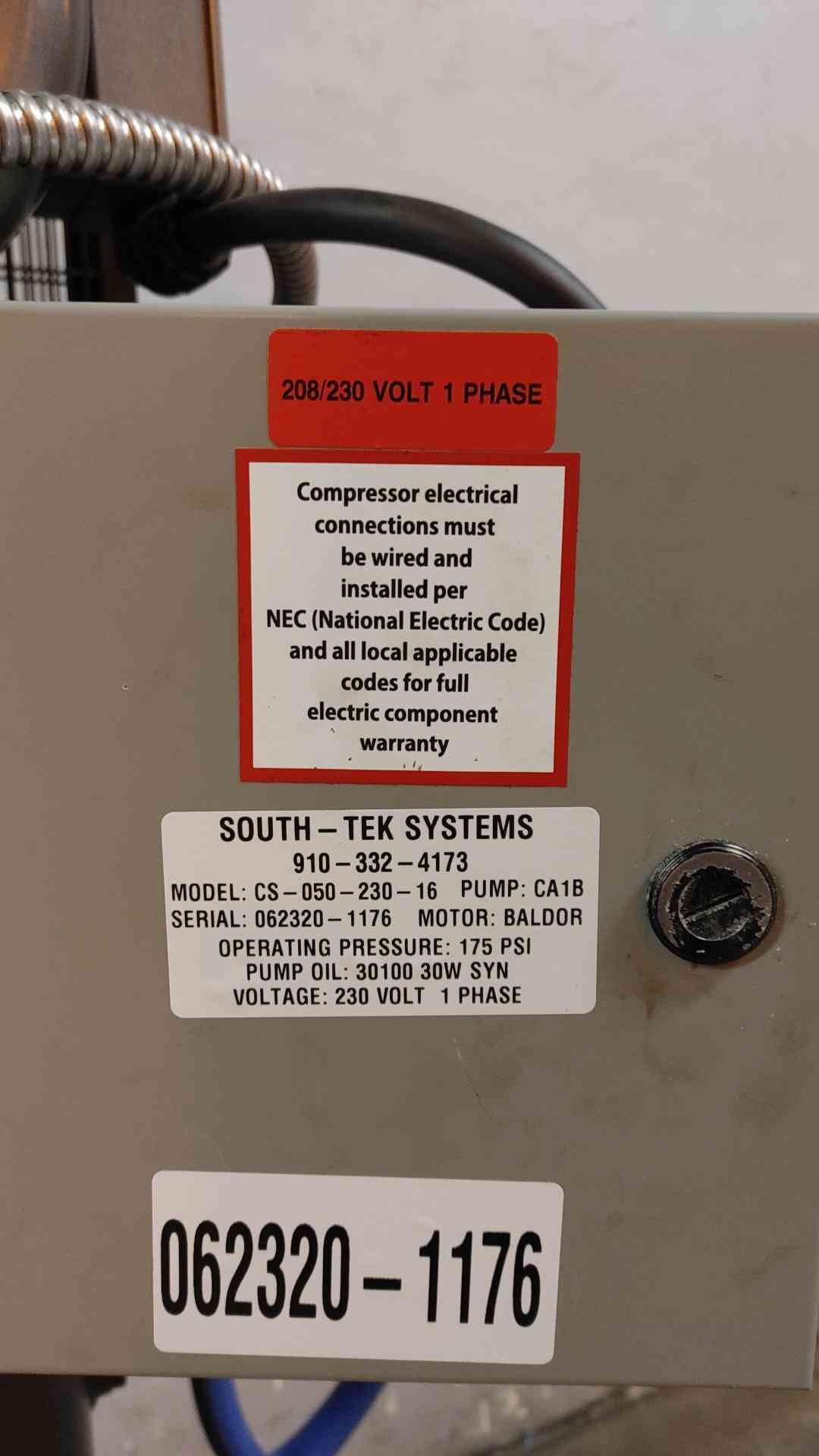 5HP South-Tek Systems Vertical Air Compressor 230V 1PH CA1B CS-050-230-16 (109054)