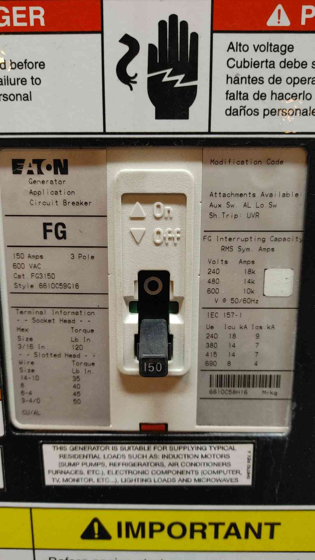 30KW Generac Generator 120/24 V 1Ph '15 Diesel 202 Hrs TESTED (109105)