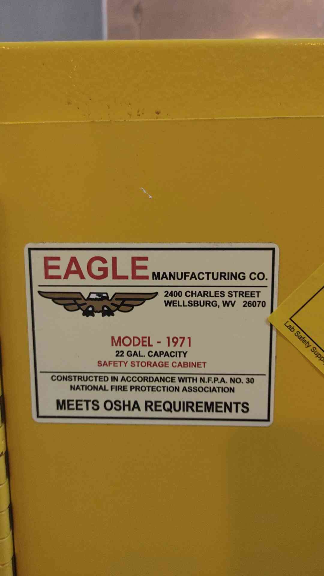 As Is 22Gal Eagle Flammable Safety Storage Cabinet 1971 Model (109334)