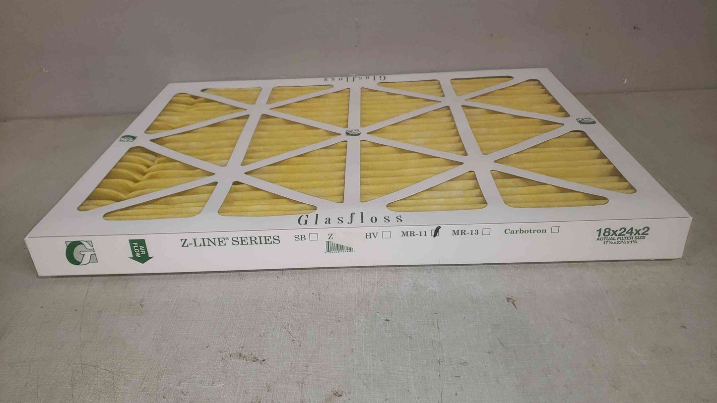 New Box of 12 Glasfloss 18x24x2 Merv 11 MR-11 Pleat M1118242 (SKU: 109971)