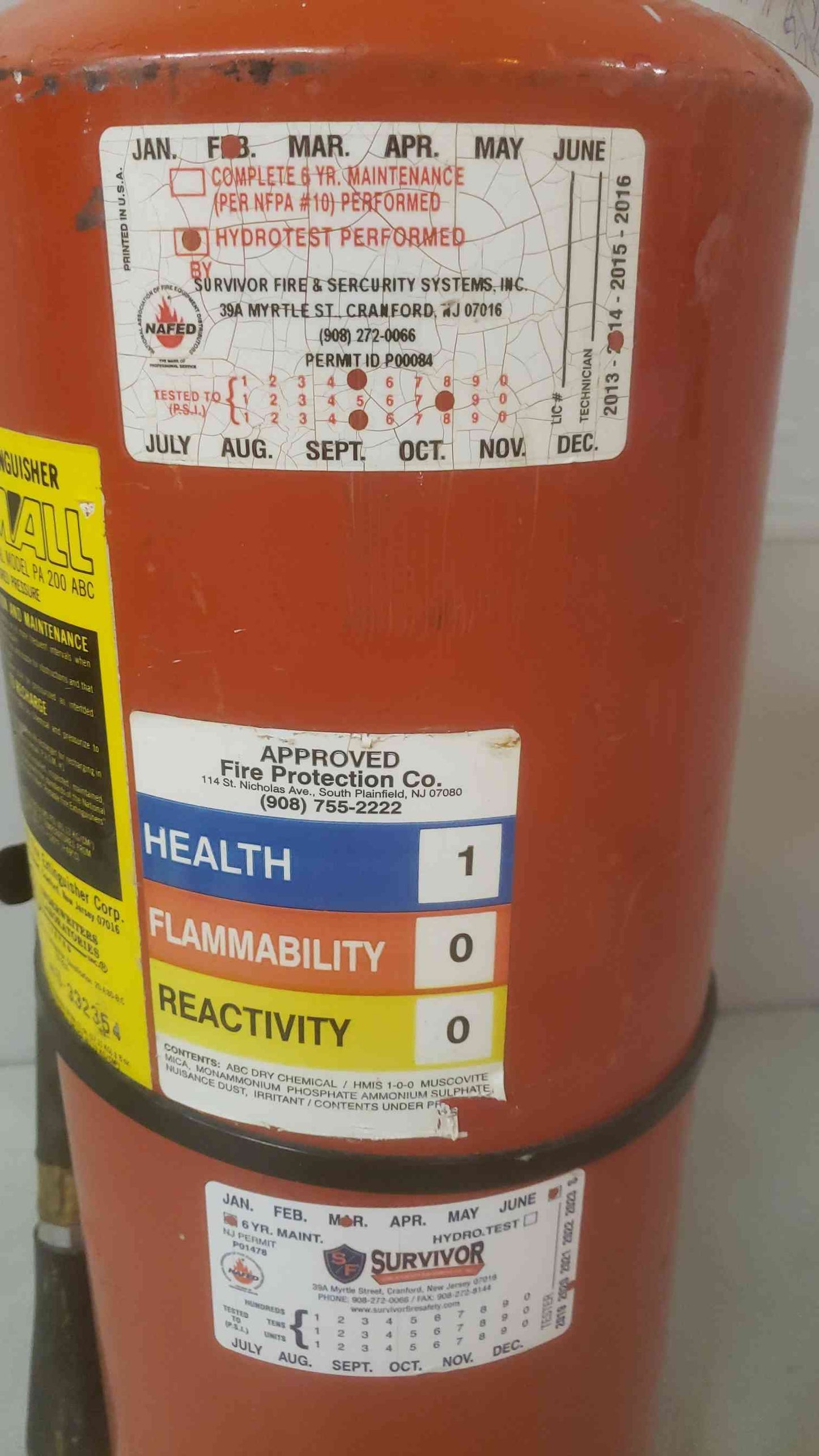 Pemall Fire Dry Chemical Extinguisher PA 200 Out of Service (SKU: 109900)