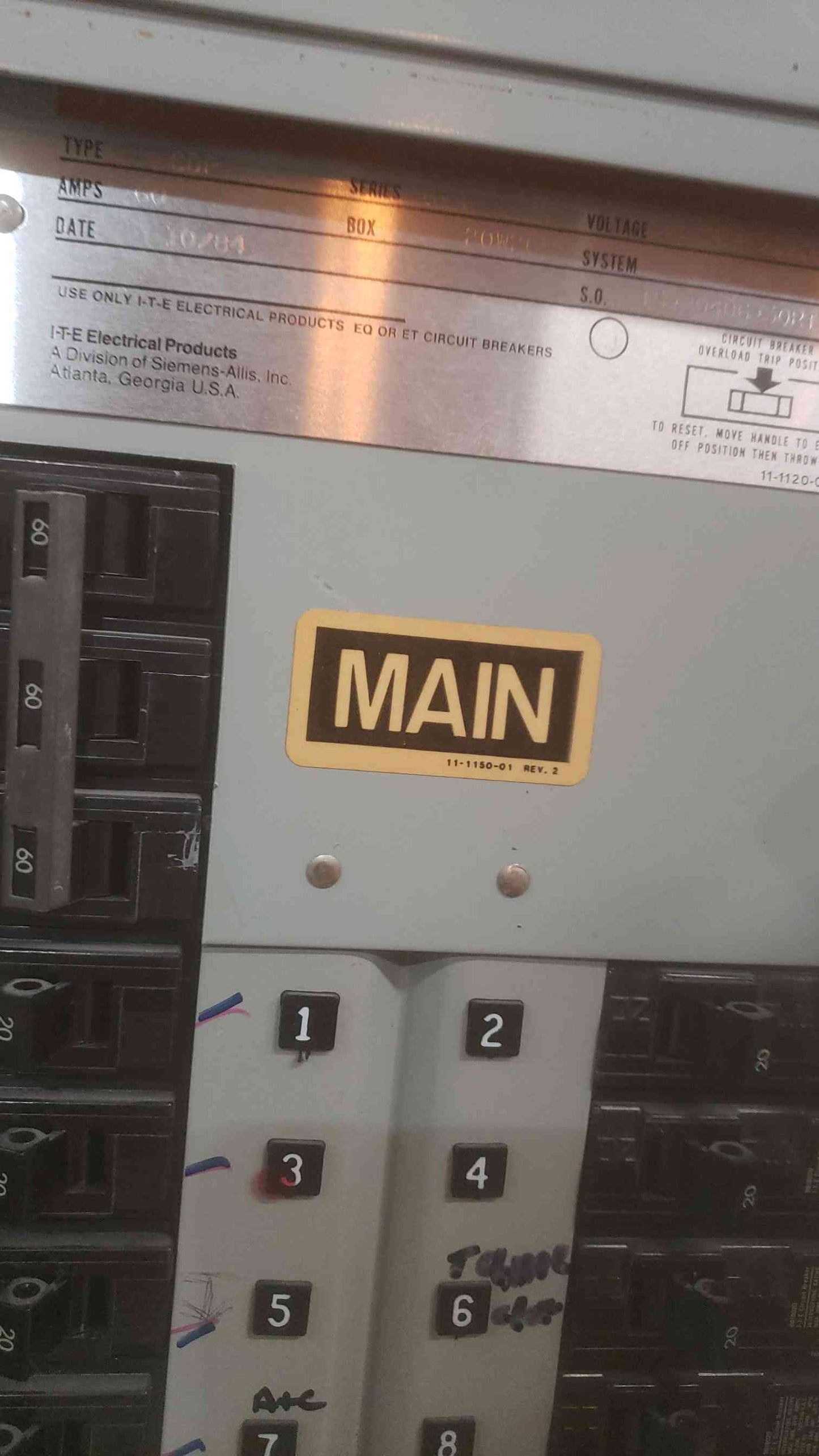 I-T-E CDP 120/208V 60A Panelboard with Main (SKU: 110578)