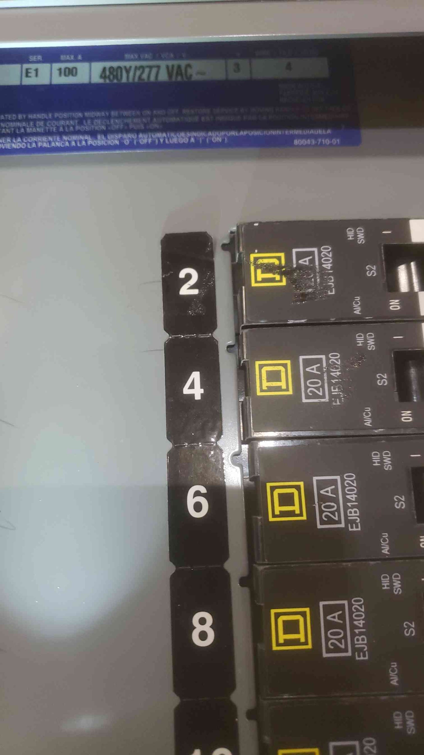 SQUARE D 100A 480Y/277VAC 3PH 4W Panelboard NF (SKU: 110592)