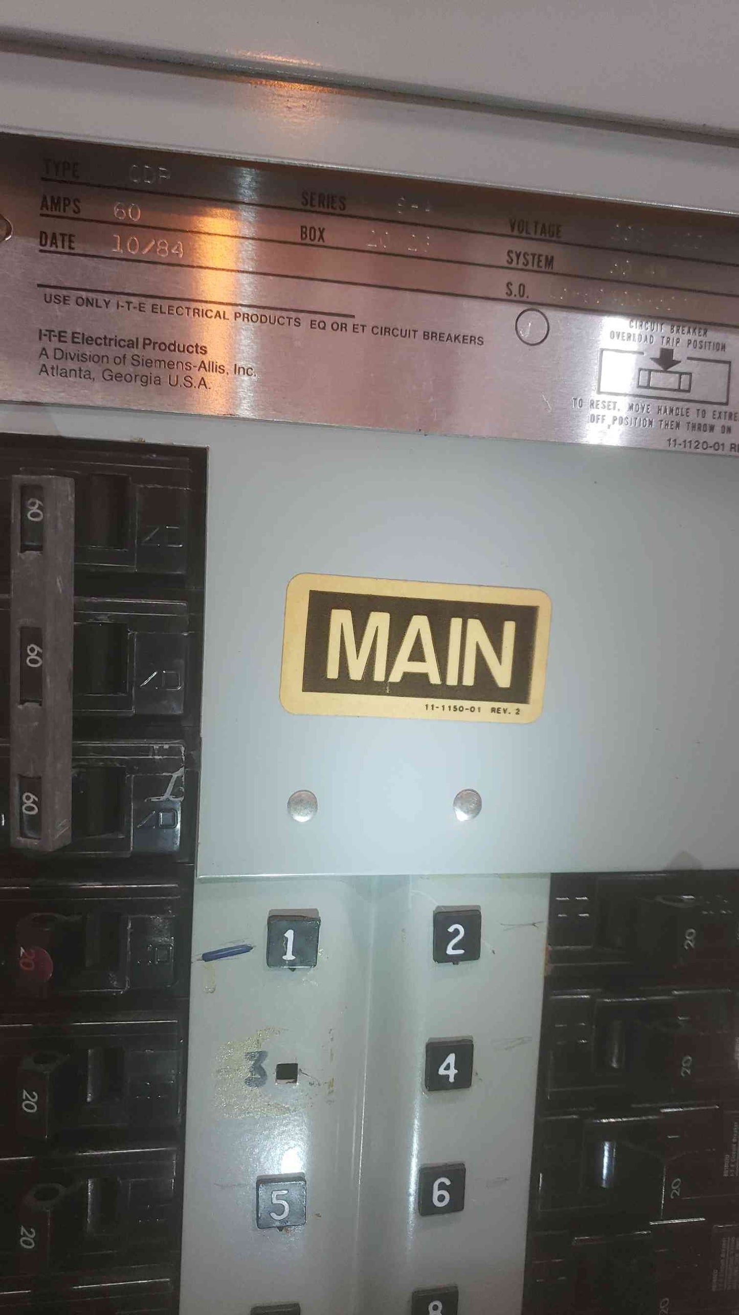 I-T-E 60A 208Y/120V 3PH 4W Panelboard(SKU: 110663)