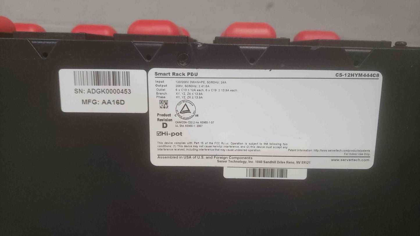 Server Technology 120/208V 3W Smart Rack PDU CS-12HYM444CB (SKU: 110750)
