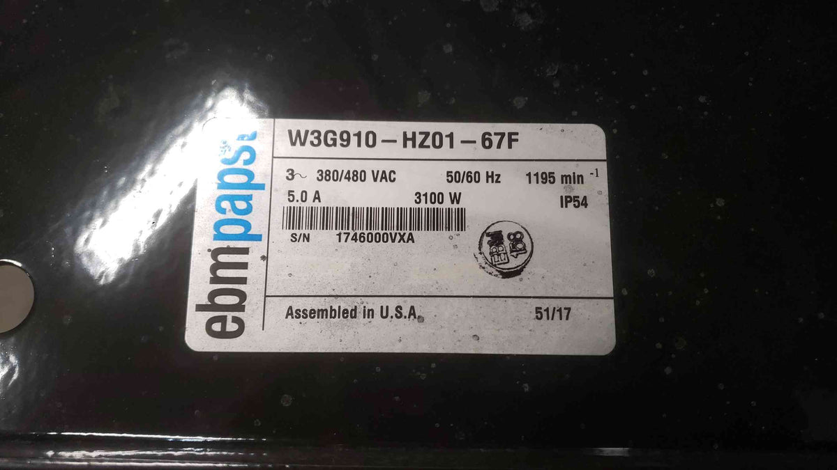 NEW Ebmpapst 380/480VAC 3PH Single Industrial Fan W3G910-HZ01-67F (SKU: 111527)
