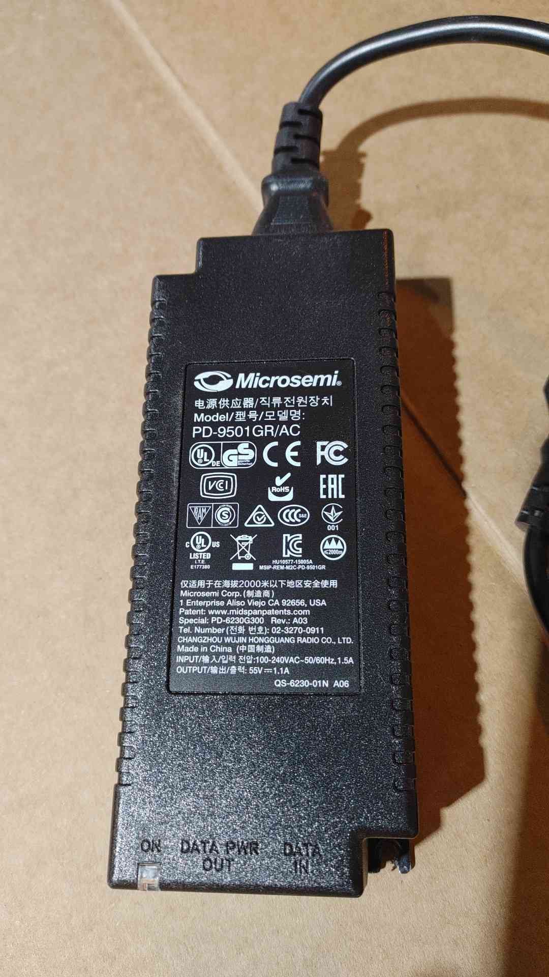 Microsemi PD-9501GR/AC single-port (PoE) midspan injector(SKU:111832)