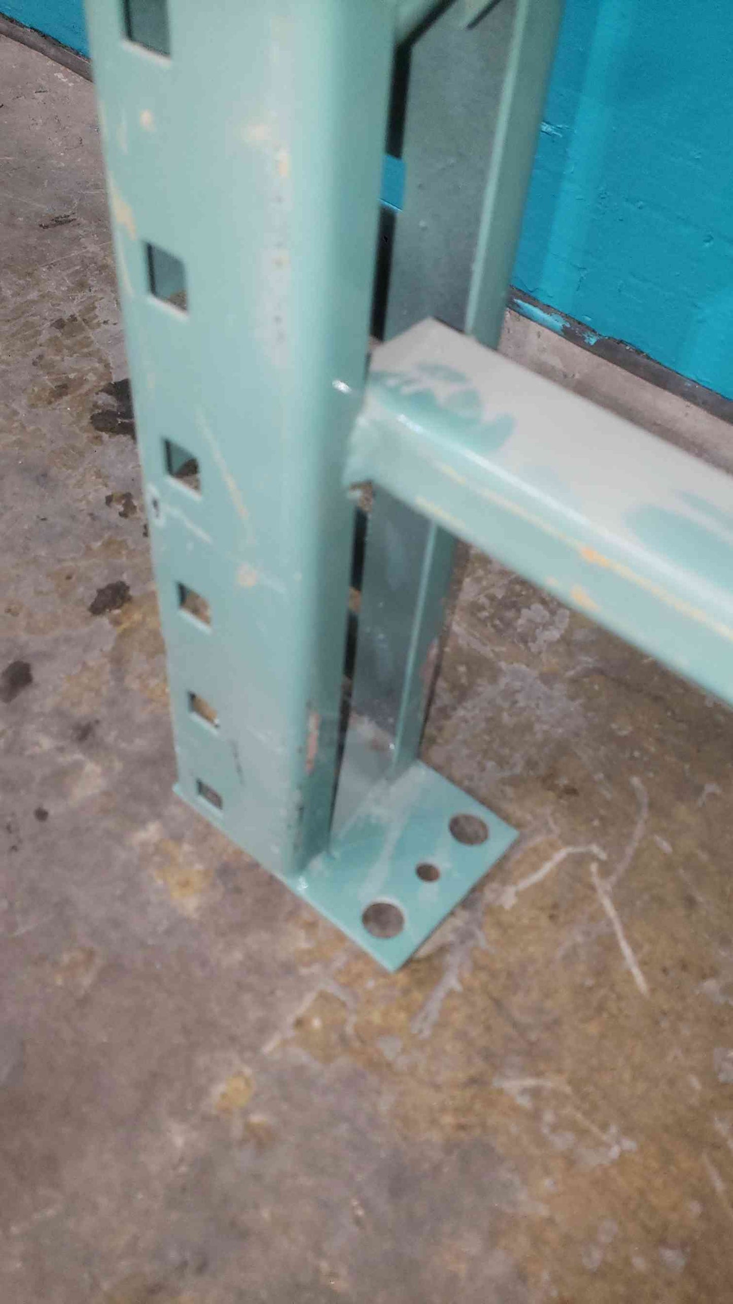 8' Square Hole Pallet Rack Upright Frame - 42" Depth - Sturdi-Bilt Style Green (SKU: 113085)