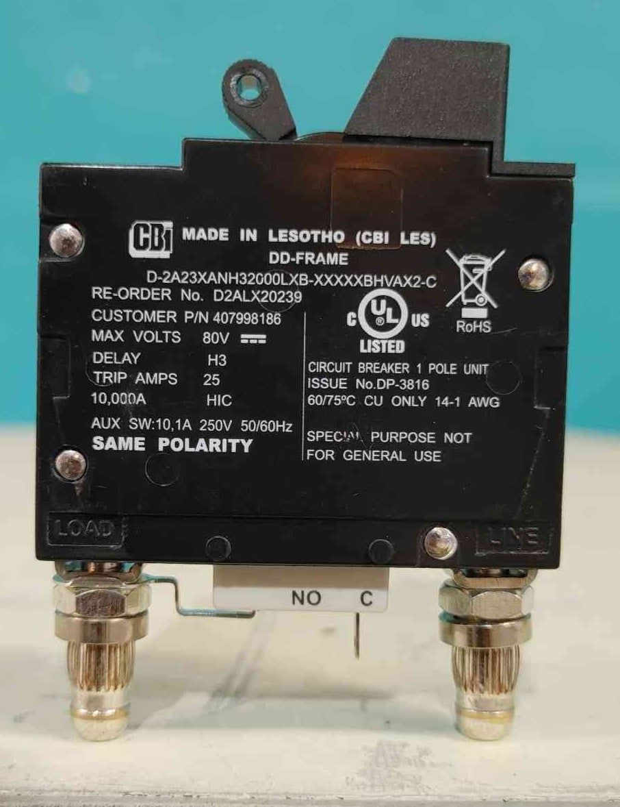 (New) CBI 20A DC Bullet Circuit Breaker D2ALX20239 80V 407998186 Telecom BDFB PDU