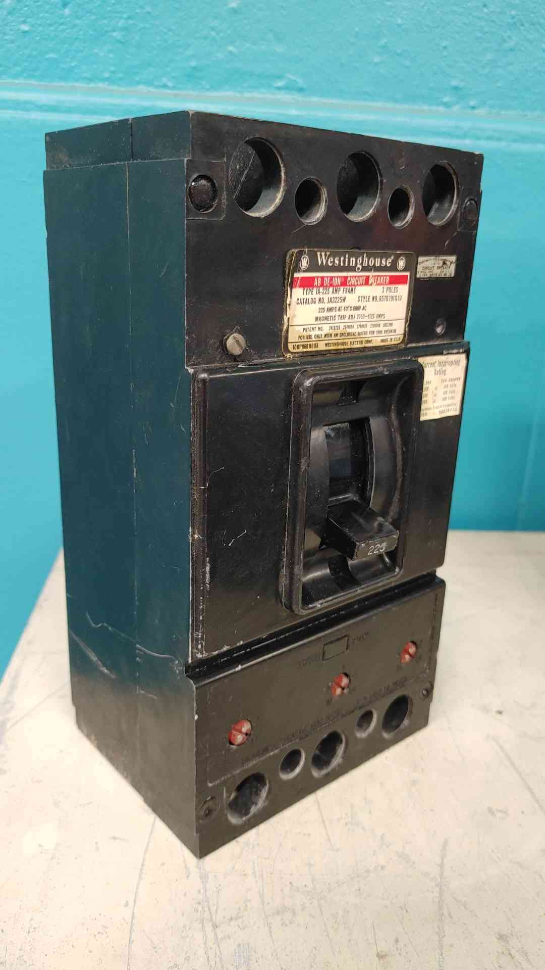 Westinghouse JA3225W 225A 3 Pole Circuit Breaker 600V JA-225 Frame 657D791G19