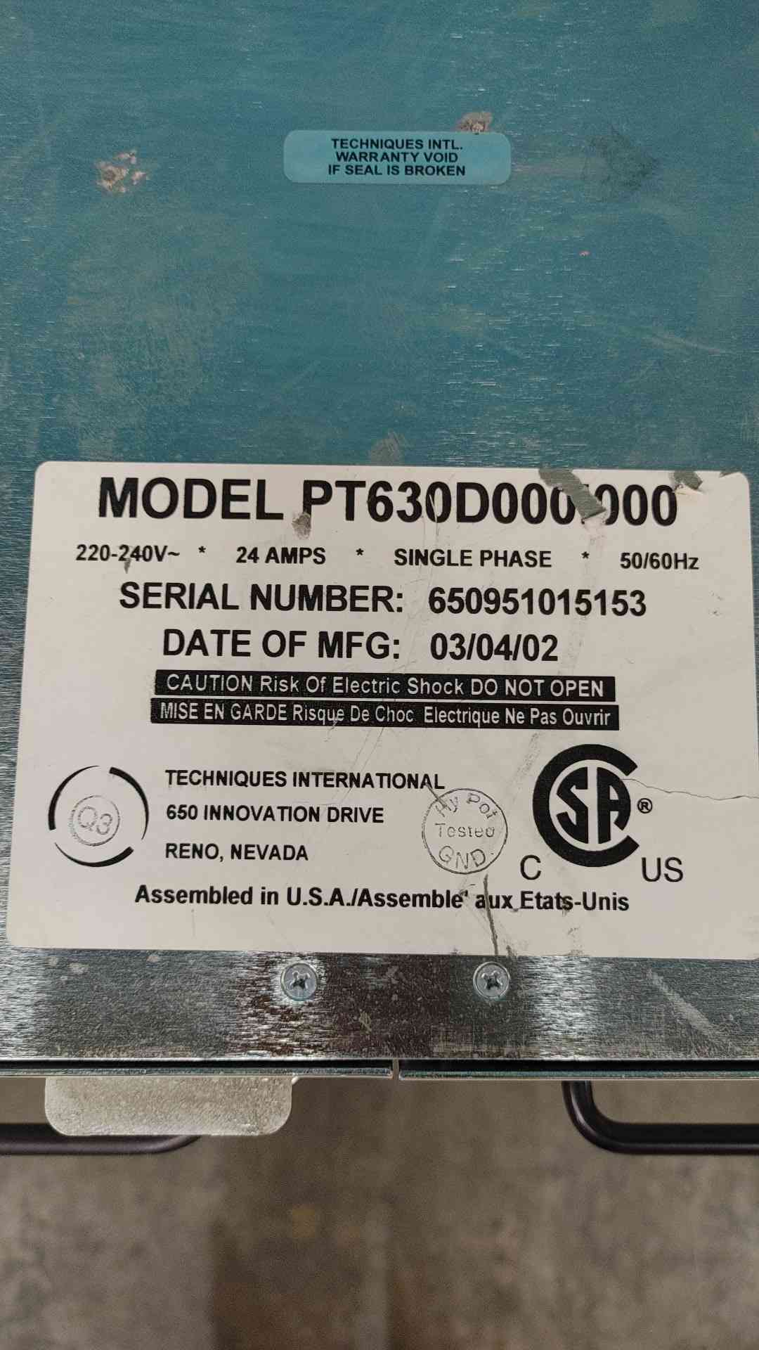 Techniques International PT630D000000 2U Rackmount PDU 220-240V 24A Single Phase