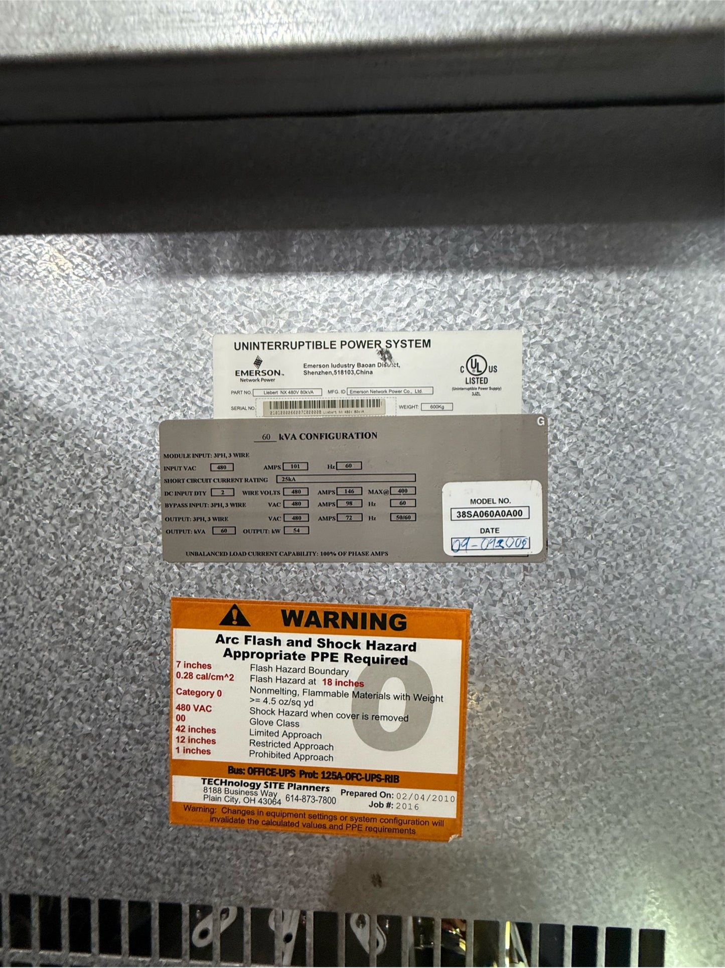 Liebert NX 480V 385A060A0A00 UPS 60kVA/80KVA (SKU: 109961)