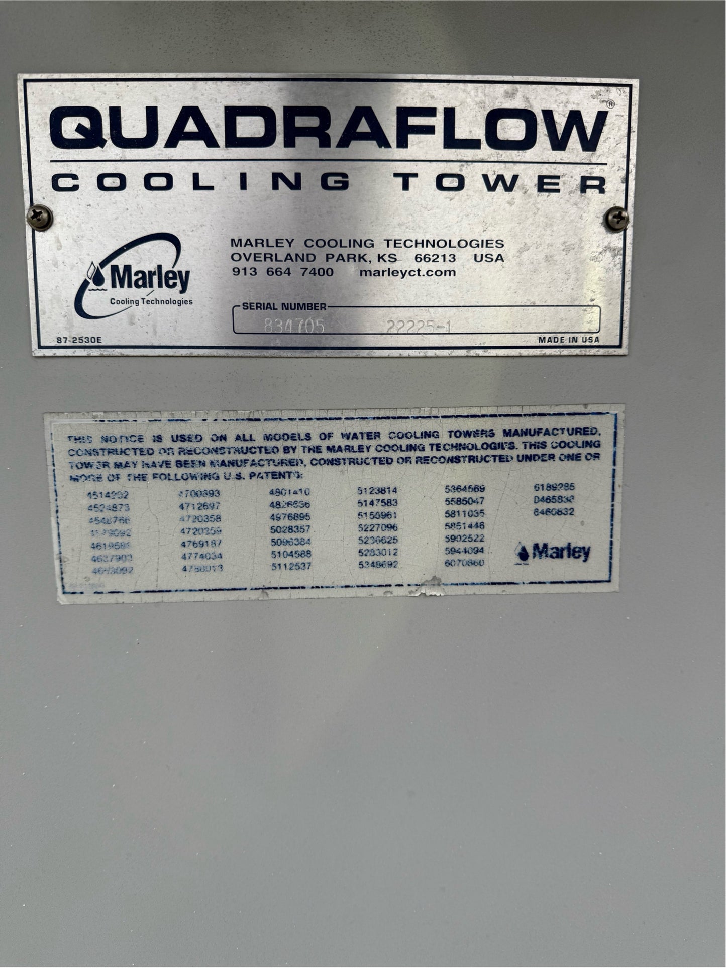 450 Ton Marley Quadraflow Model 23221 Industrial Cooling Tower