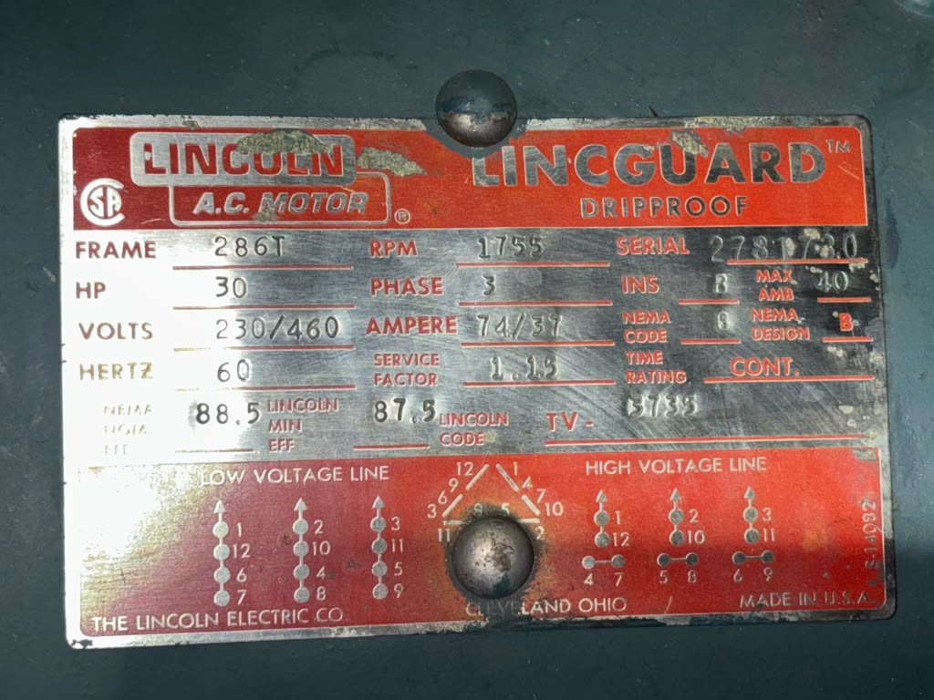 Lincoln Electric 30 HP 3 Phase Motor Split Case Centrifugal Water Pump 286T