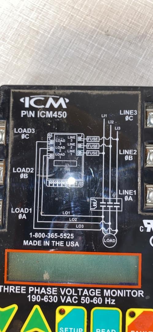 *Pickup Only* ICM Controls ICM450A 3PH Line Voltage Monitor Motor Protection(S6LLST5628)