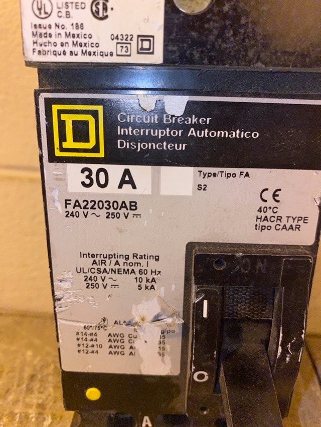 Square D, FA22030AB, 30A(S6LLST1322)