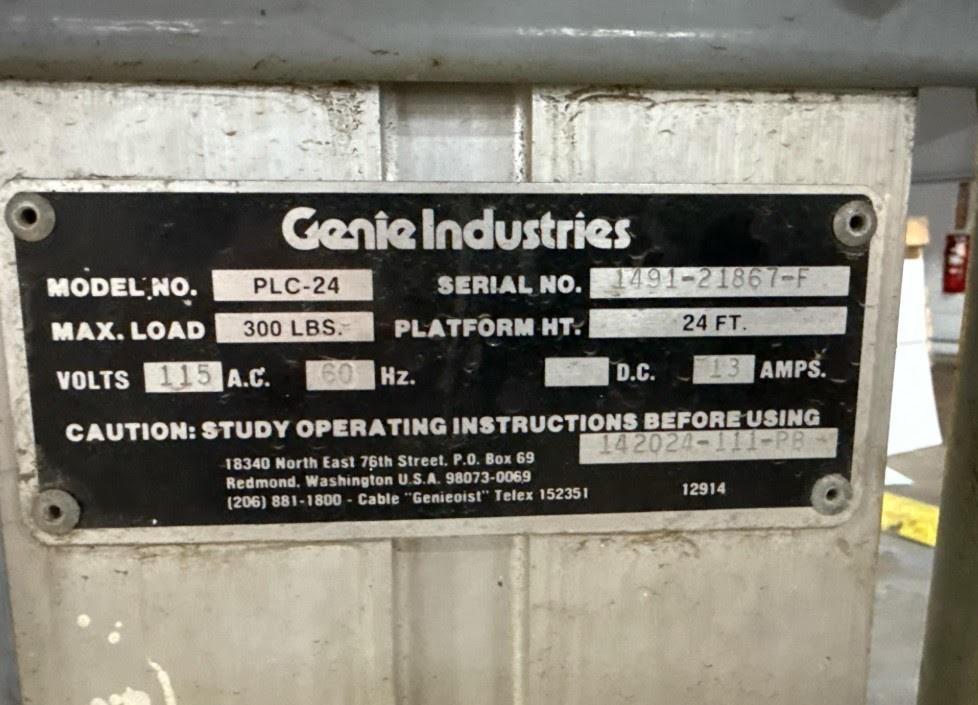Genie PLC-24 Personnel Lift 300 Lbs Capacity (SKU: 109848)