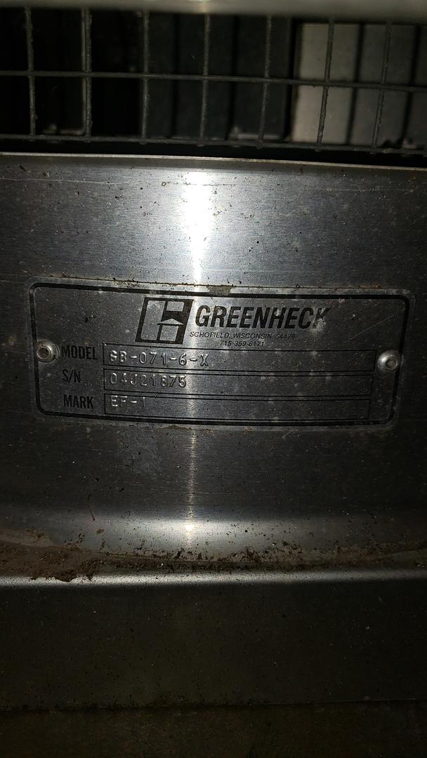 Greenheck GB-71-6-X Mark EF-1 Belt drive centrifugal roof exhaust fan(S6LLST7793)