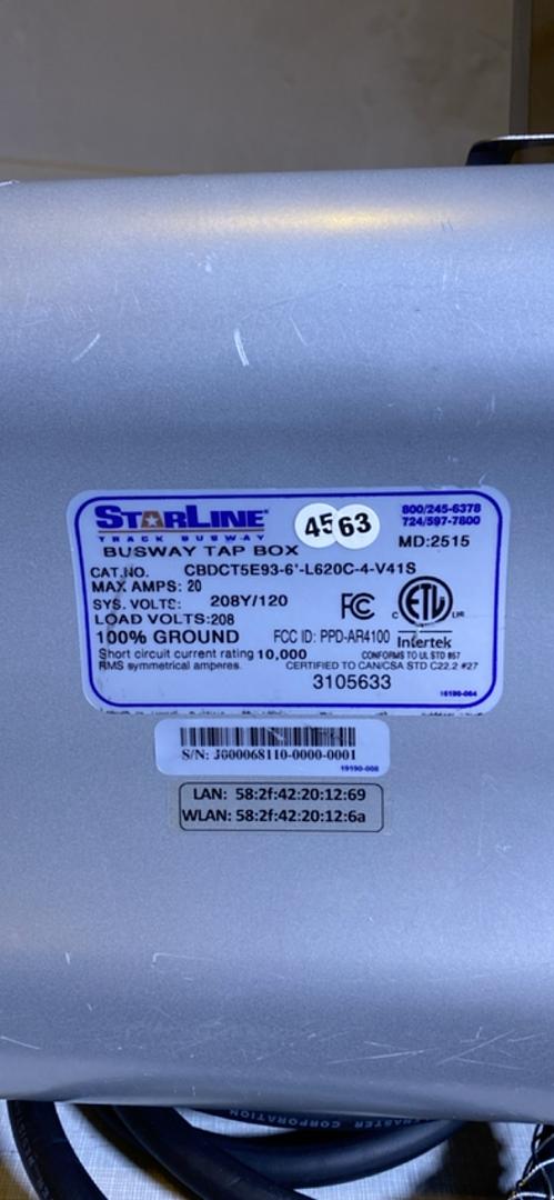 20A STARLINE Busway Tap Box 208v CBDCT5E936'L620C4(S6LLST4308)