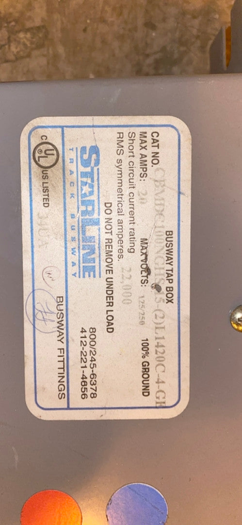 Starline Busway Tap Box 20A 125/250 CBMDC100NGHS15(2)L1420C4GE(S6LLST3016)