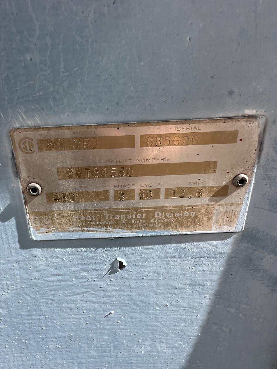 CW Dry Cooler Heat Exchanger Model VRB 460V 3ph