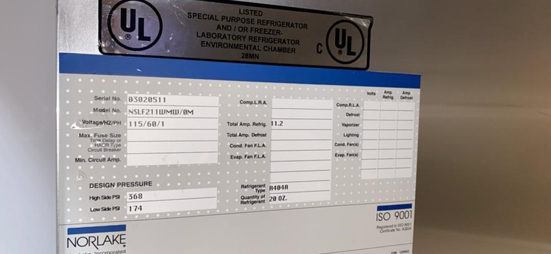 NORLAKE SCIENTIFIC Lab Freezer NSLF211WMW/0M Tested(S6LLST5795)