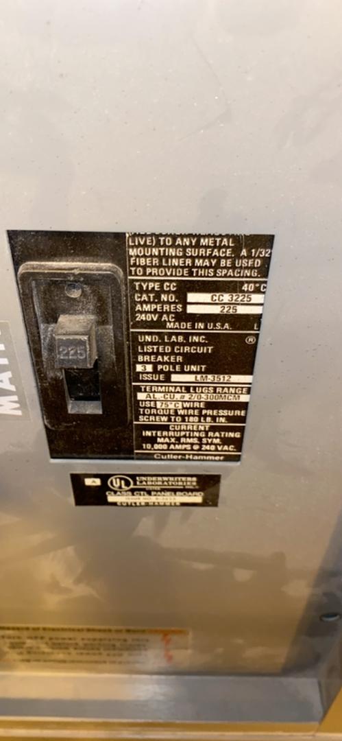 225A 240V Cutler Hammer Breaker Panelboard Loaded w/Main(S6LLST3769)