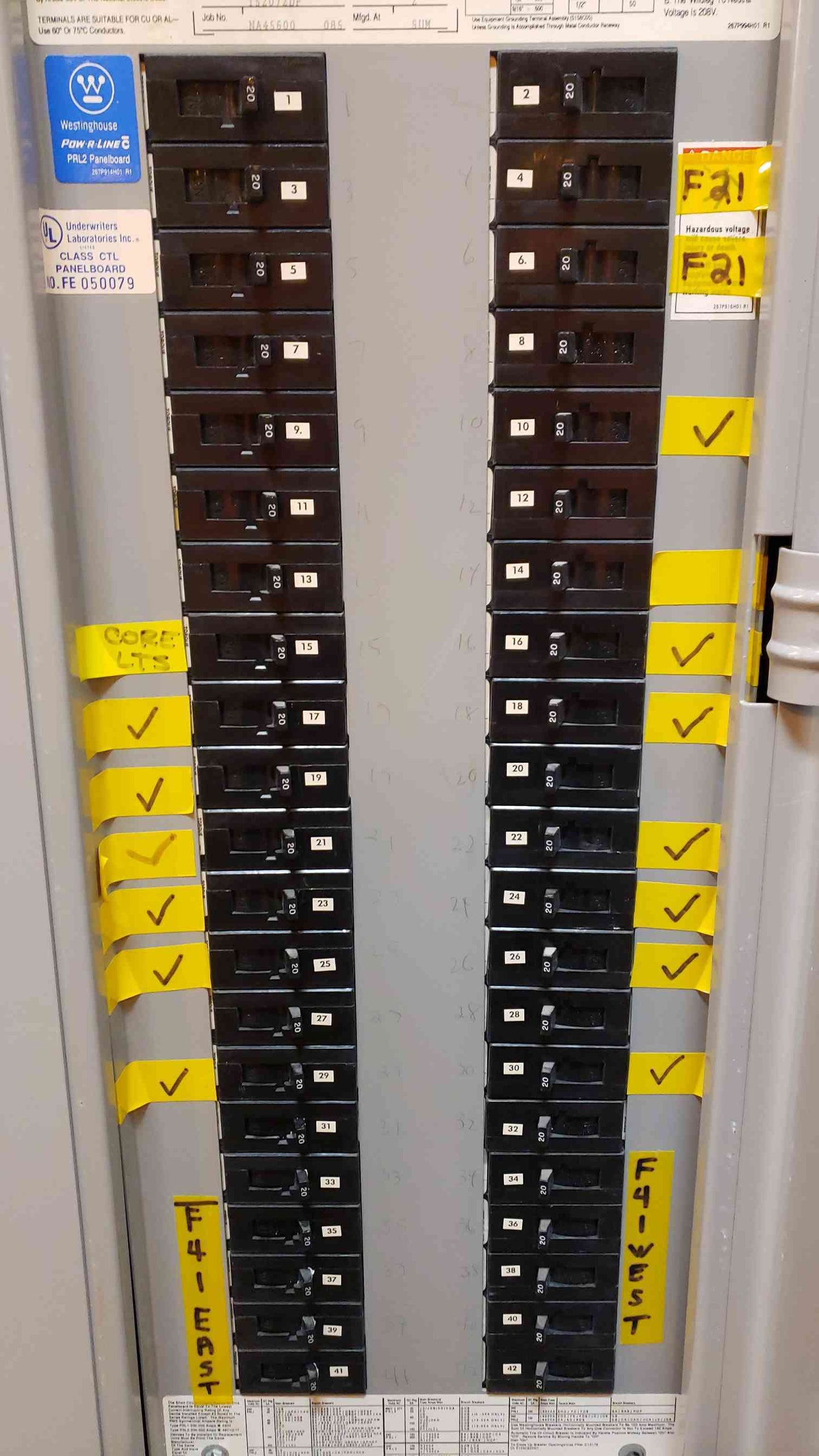 PRL2 225A 480V / 277V Panelboard w/ Main Neut. 400A PowRLine (SKU:3391AA)(3391AA)
