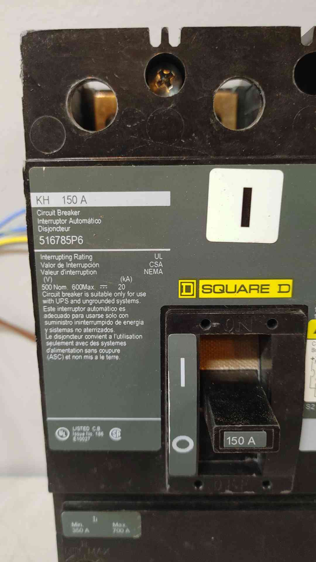 Square D 150A 3 Pole Circuit Breaker 500VDC 20KA 516785P6(104730)