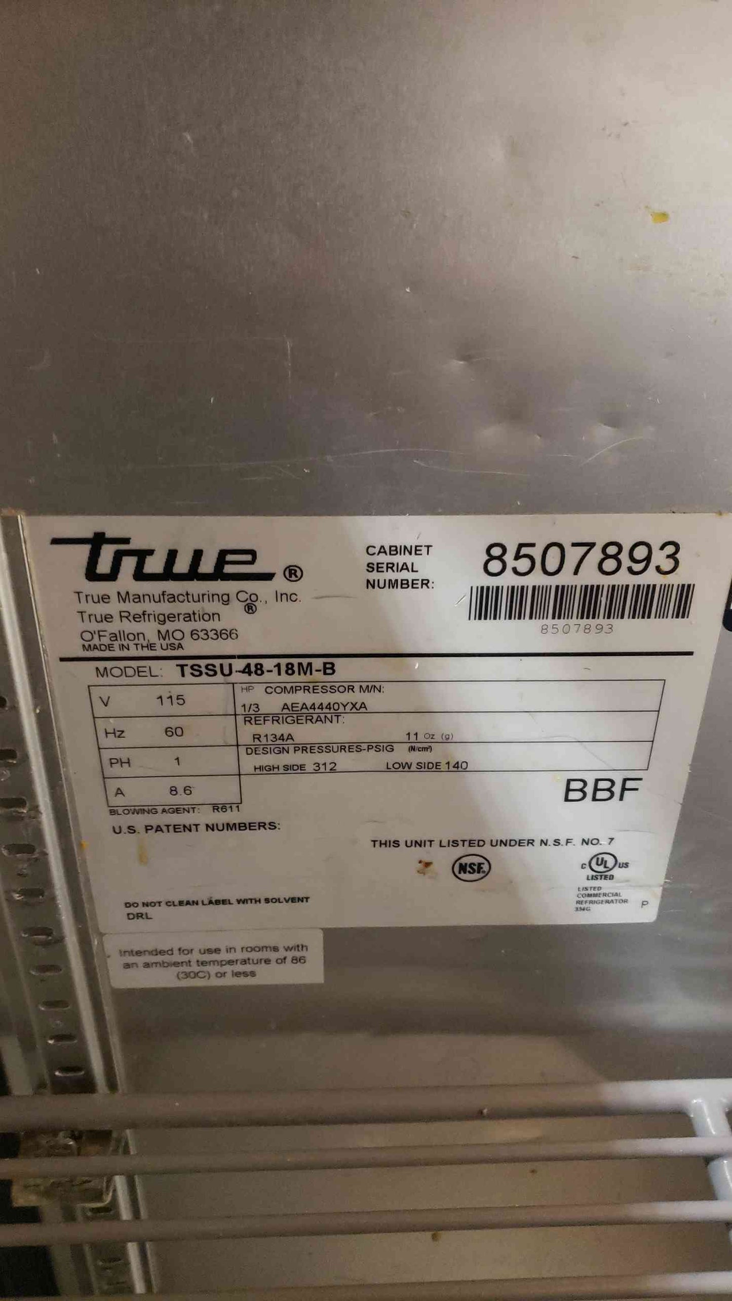 True Stainless Refrigerated Prep Table TSSU-48-18M-B TESTED (SKU: 106626)
