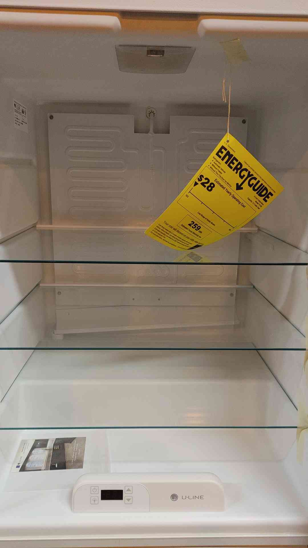 U-Line Compact Reach In Undercount Refrigerator 115VAC 2.4A 1PH U-1175RW-00